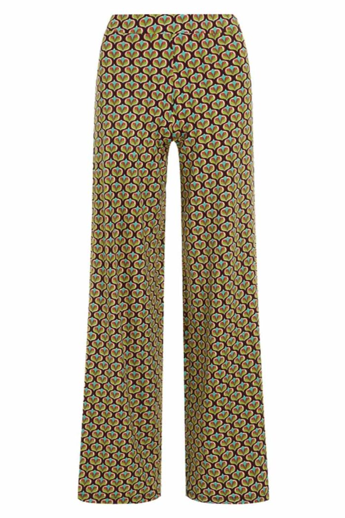 Jersey broek met wijde pijpen en retroprint