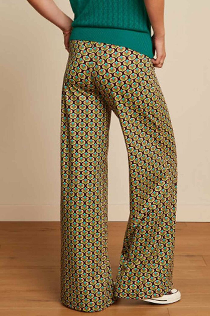 Jersey broek met wijde pijpen en retroprint - Afbeelding 3