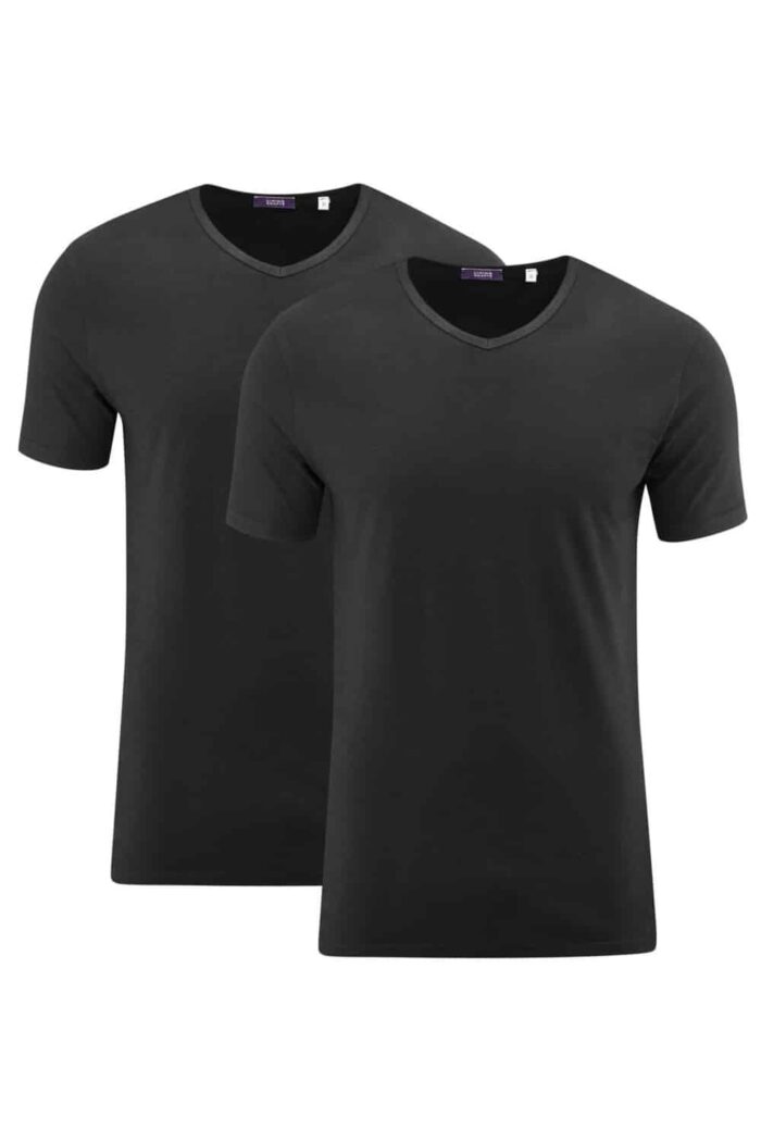 2-pack T-shirt v-hals zwart