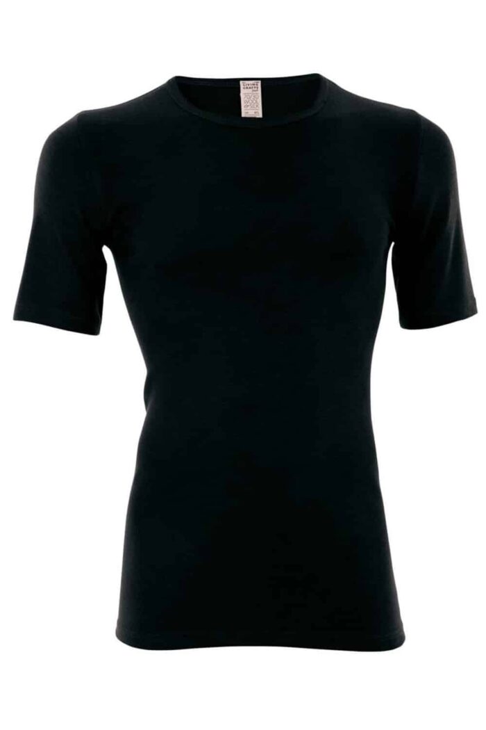 Heren t-shirt wol met zijde zwart