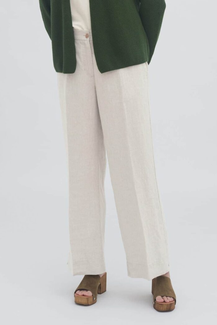 Linnen pantalon naturel - Afbeelding 2