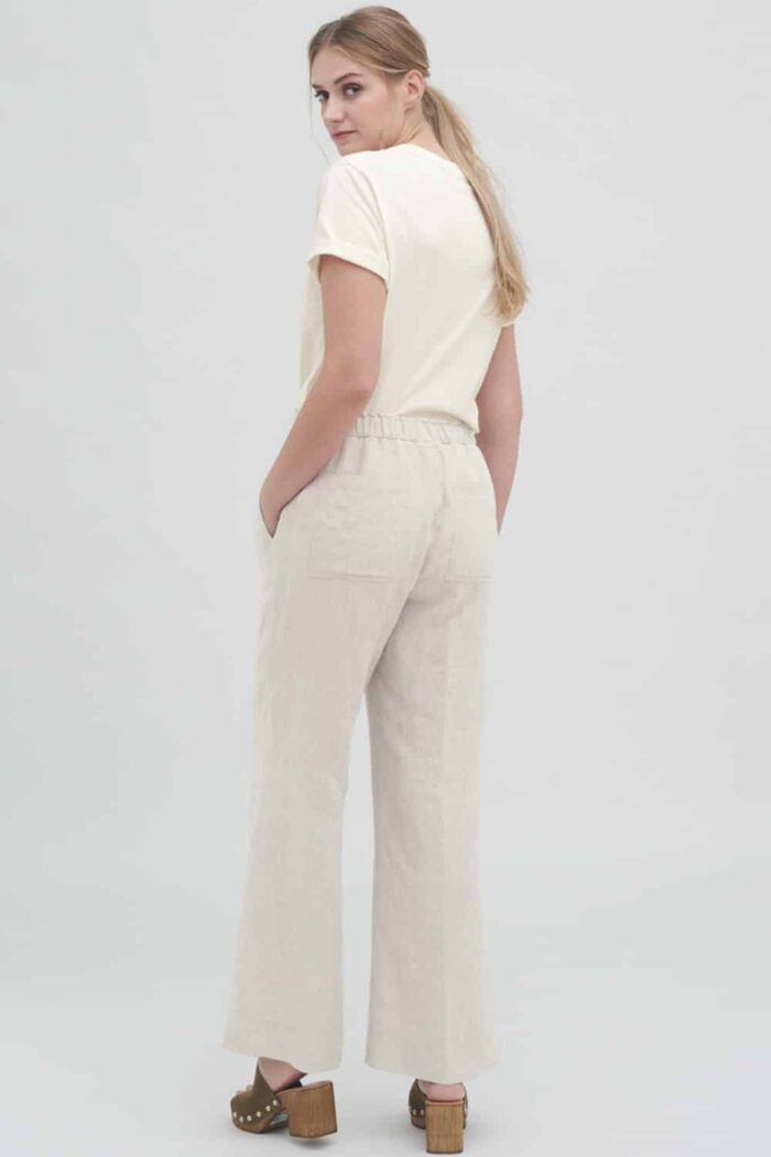 Linnen pantalon naturel - Afbeelding 3