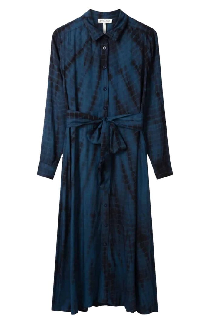Doorknoopjurk blauw met zwart