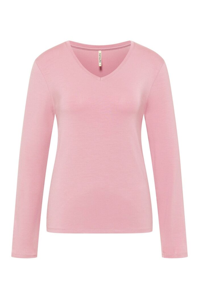 Basic v-hals shirt tencel licht roze