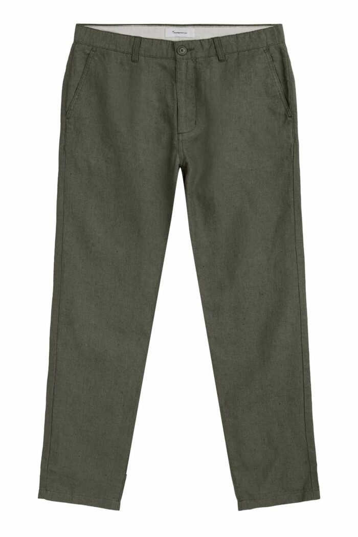 Olijfgroene linnen zomerbroek - Afbeelding 3