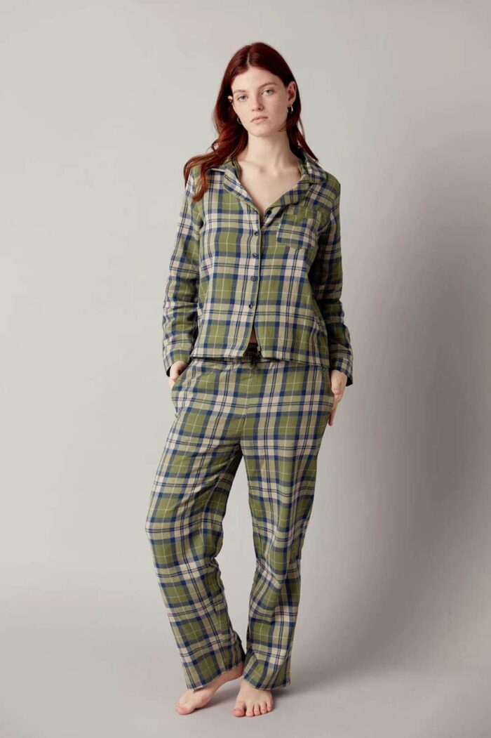Unisex flanellen pyjama ruit groen - Afbeelding 2