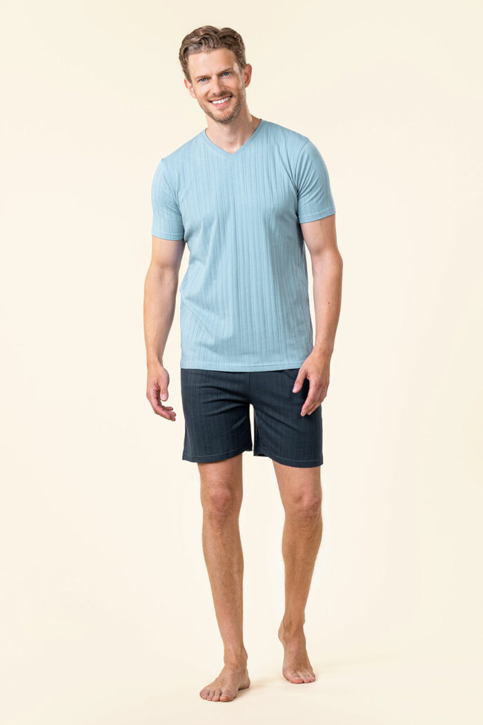 Korte herenpyjama blauw