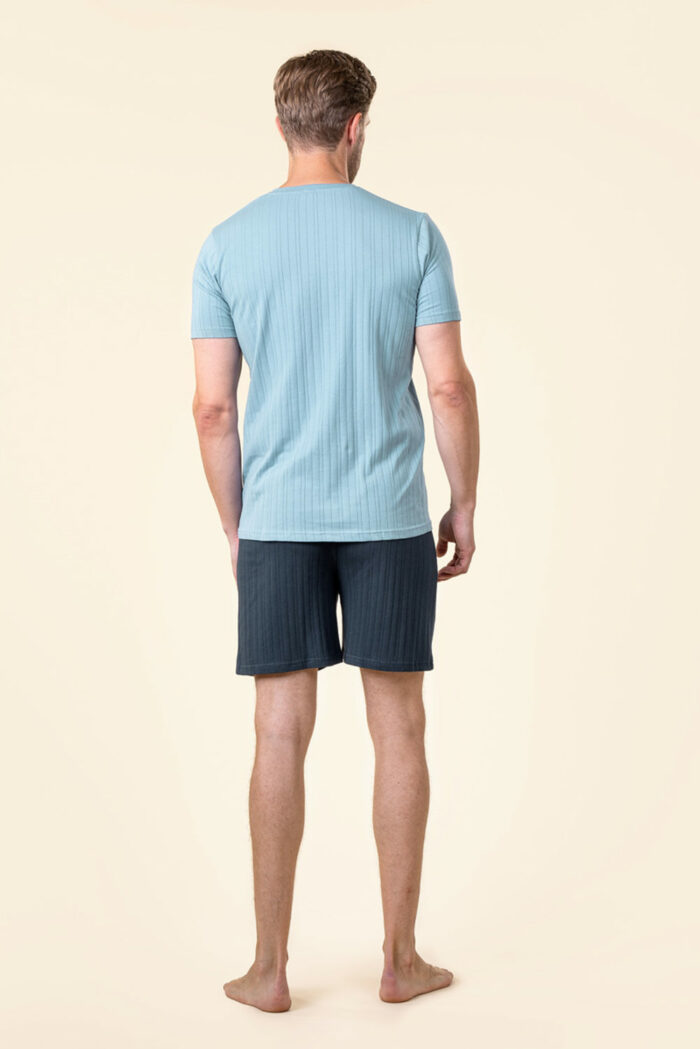 Korte herenpyjama blauw - Afbeelding 3