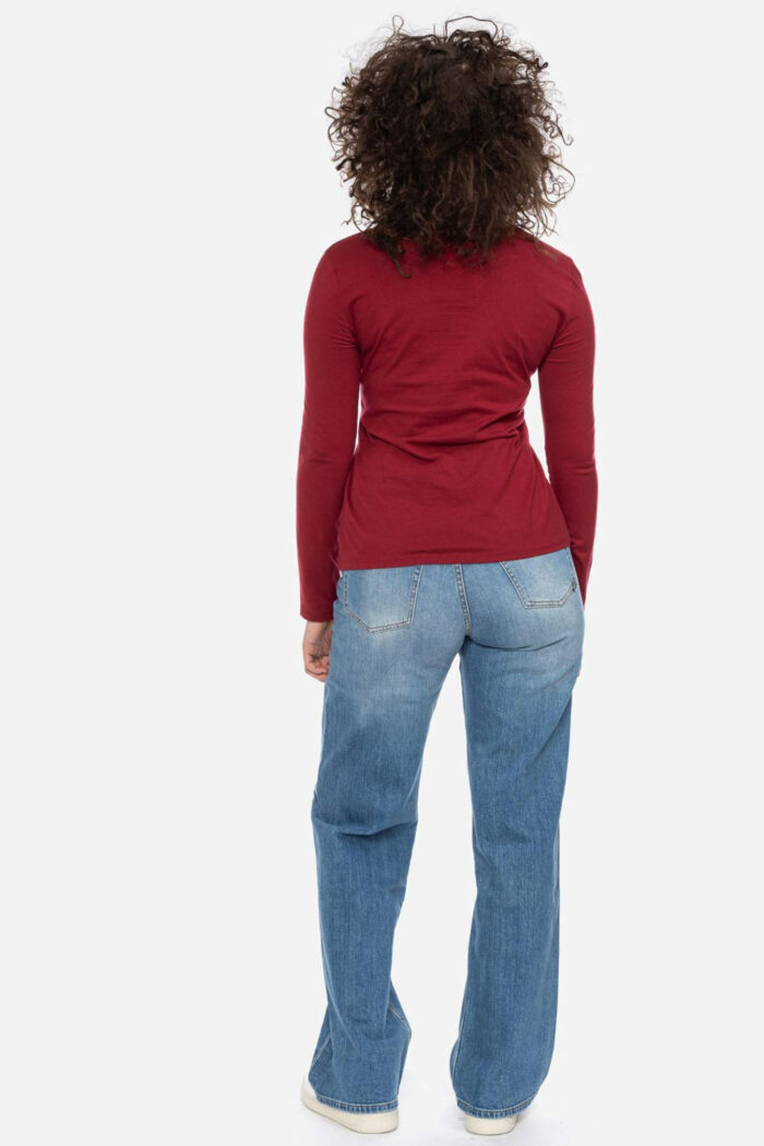 Basic longsleeve ronde hals 100% biokatoen bordeaux - Afbeelding 2
