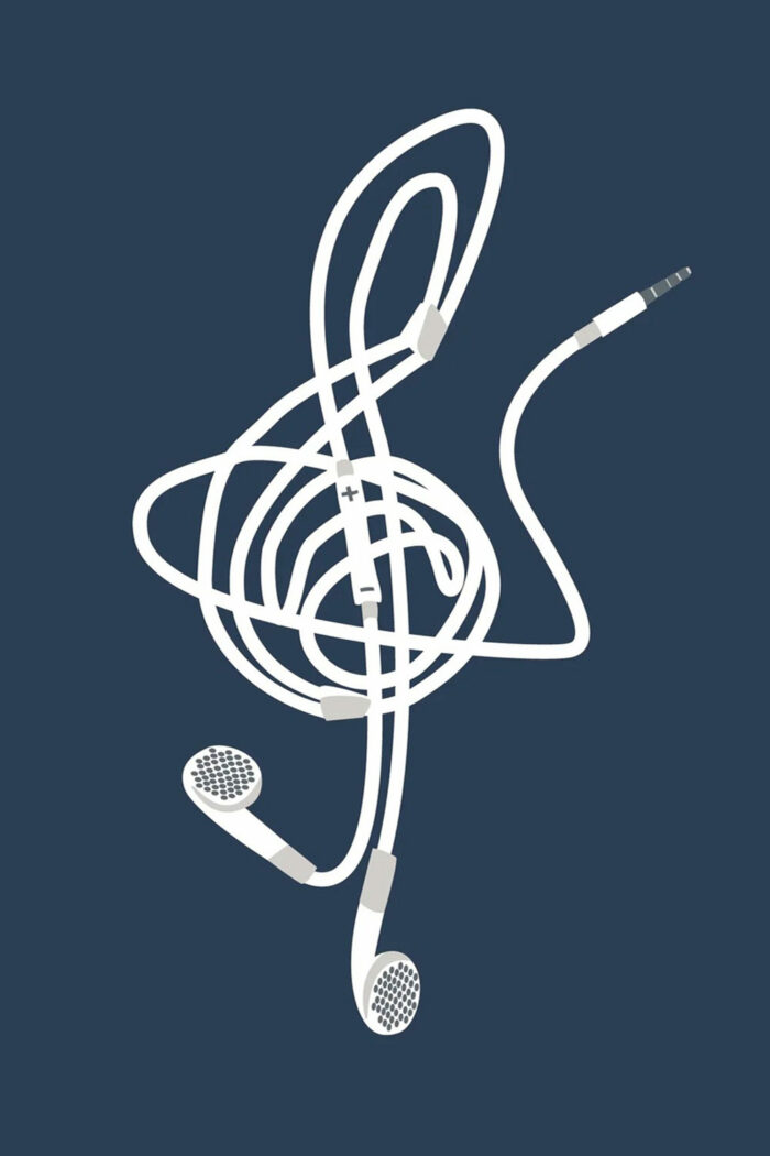 T-shirt ronde hals Lost in music donkerblauw - Afbeelding 2