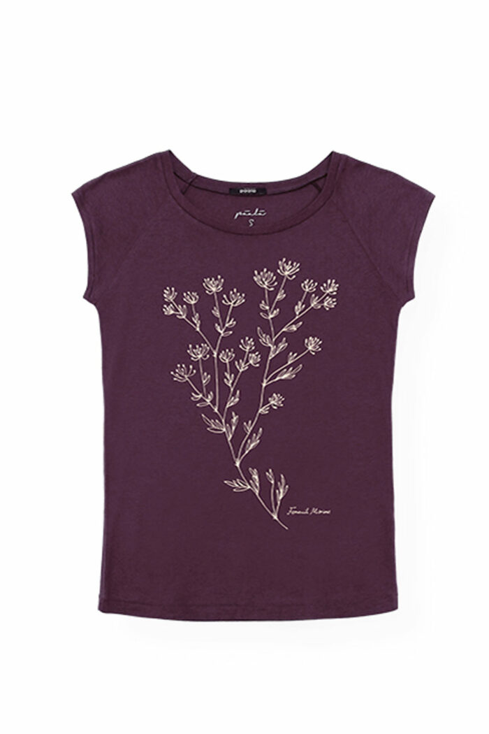 T-shirt aubergine bamboe-biokatoen zeevenkel - Afbeelding 2