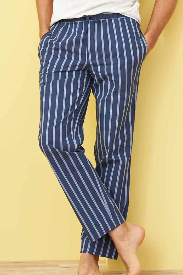 Klassieke pyjamabroek blauw gestreept