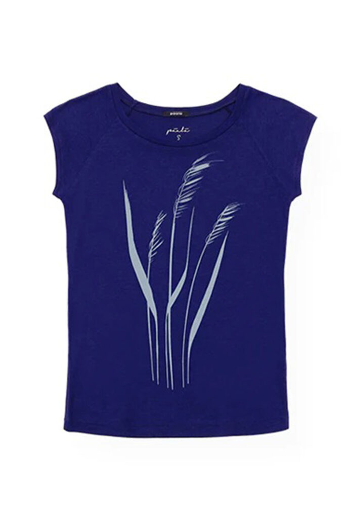 T-shirt bamboe-biokatoen duingras pauwblauw