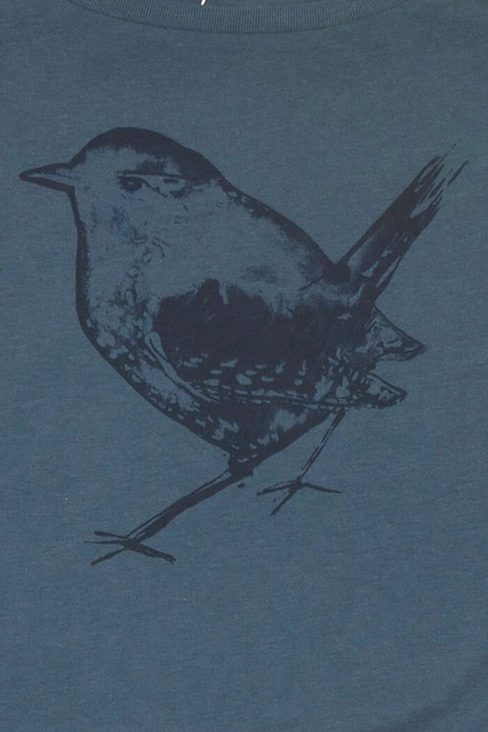 T-shirt bamboe-biokatoen winterkoninkje denimblauw - Afbeelding 3