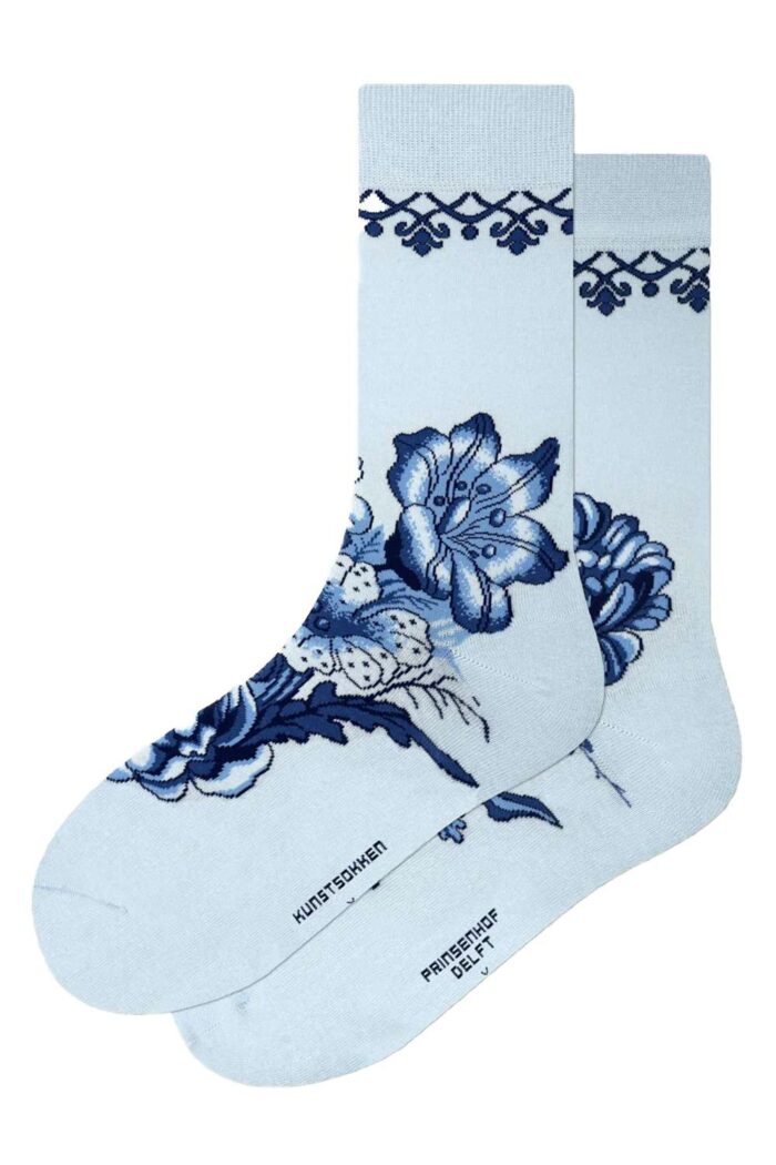 Sokken Delfts blauw bloemen