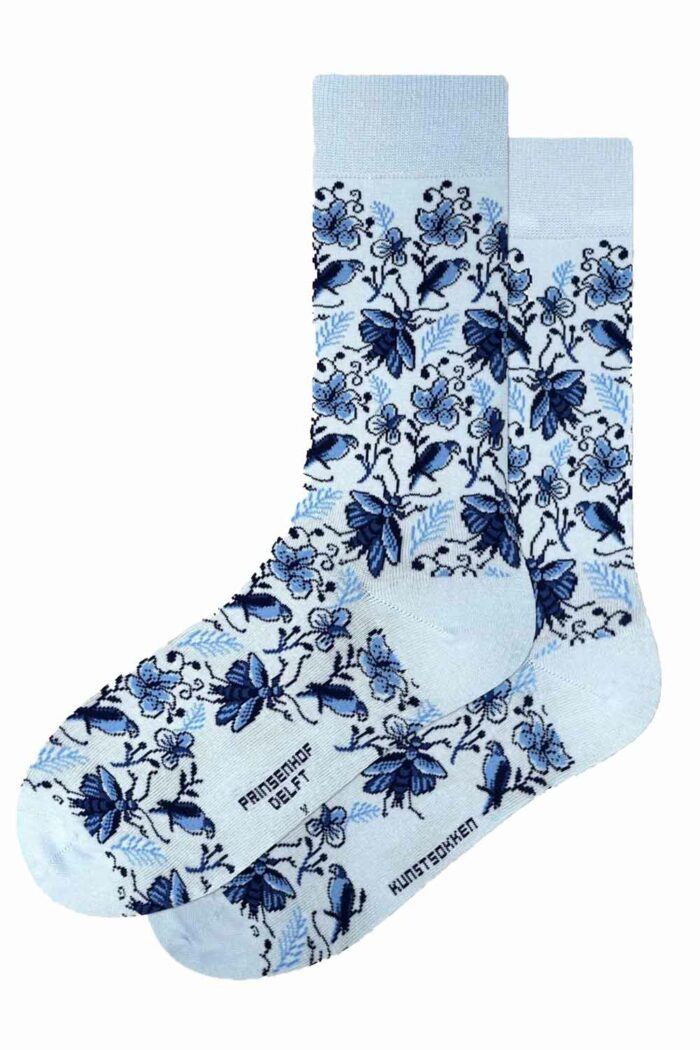 Sokken Delfts blauw vogels