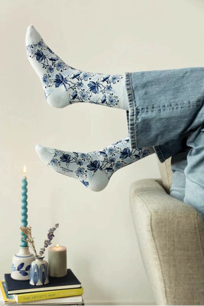 Sokken Delfts blauw vogels - Afbeelding 3