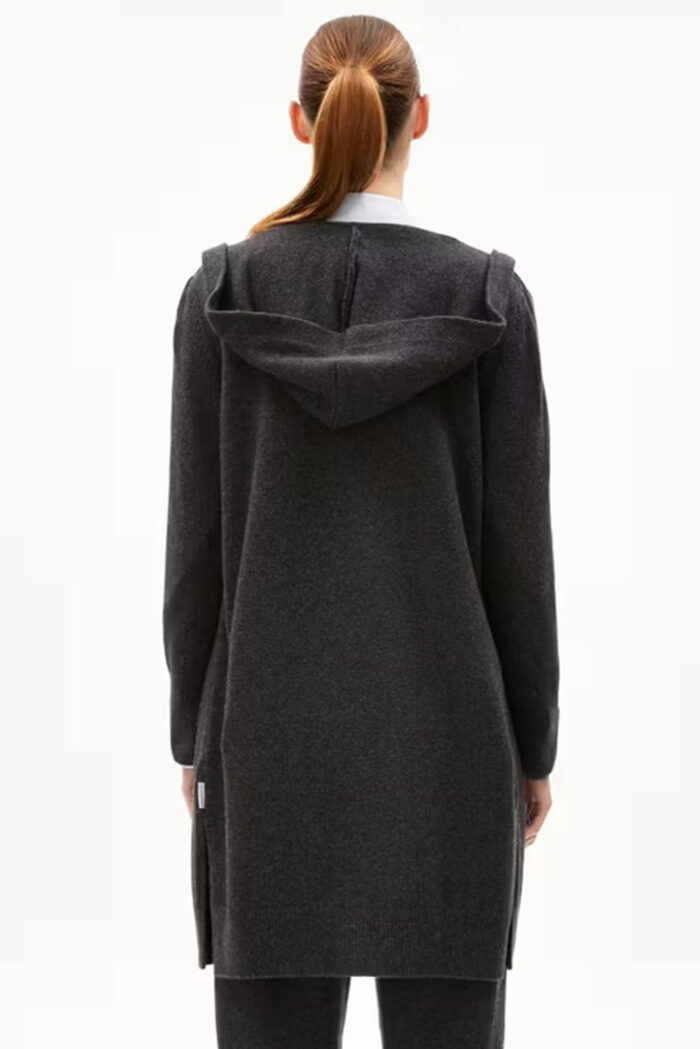 Lang vest met capuchon donkergrijs - Afbeelding 3