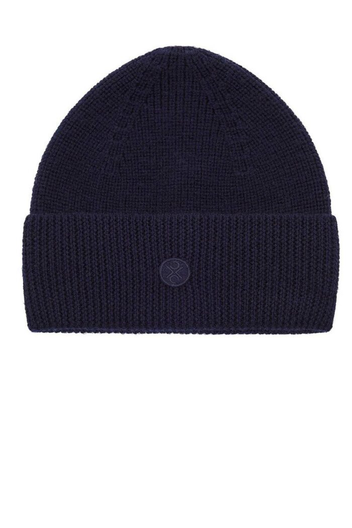 Wollen muts beanie donkerblauw