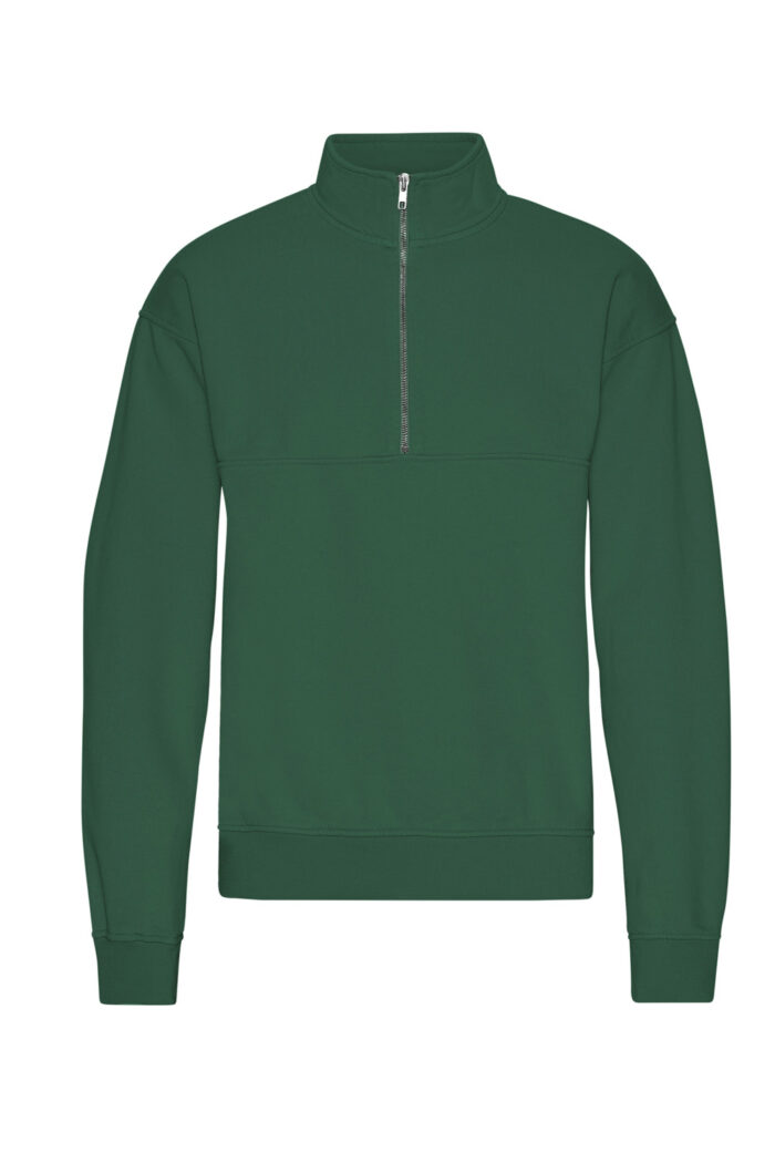 Groene sweater trui met rits biokatoen