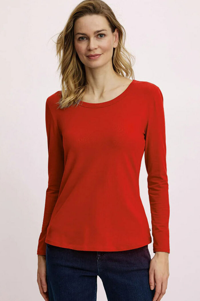 Basic longsleeve katoen oranje - Afbeelding 2