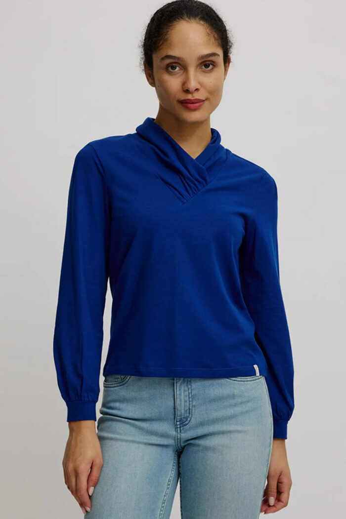 Longsleeve met kraag blauw