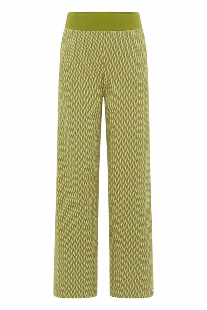 Groene jacquard broek retro look - Afbeelding 2