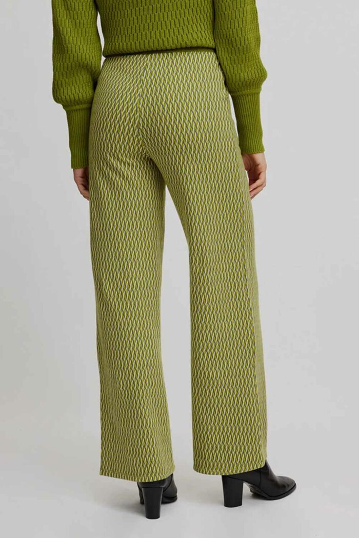 Groene jacquard broek retro look - Afbeelding 3