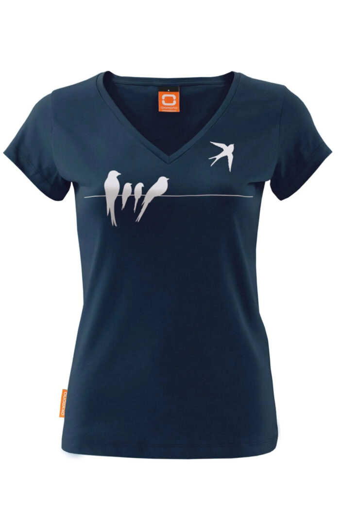 T-shirt  V-hals vogeltjes Wish you were here...
