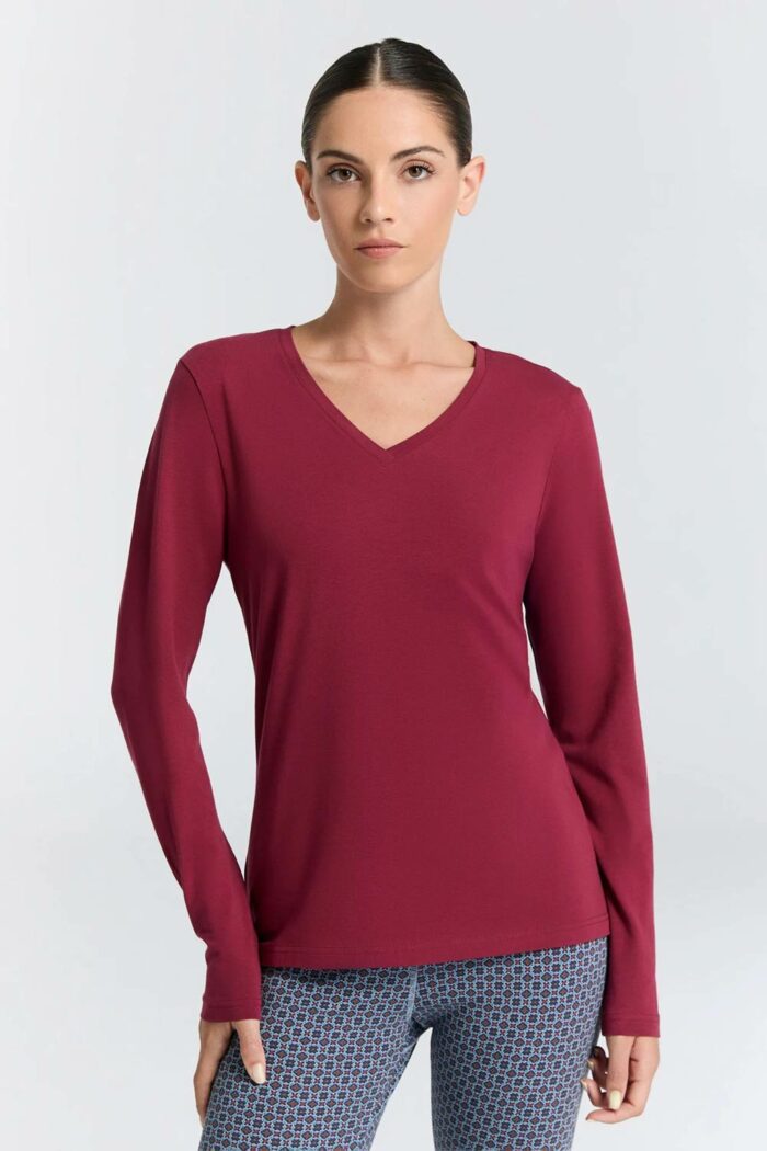Basic v-hals shirt slim fit rood