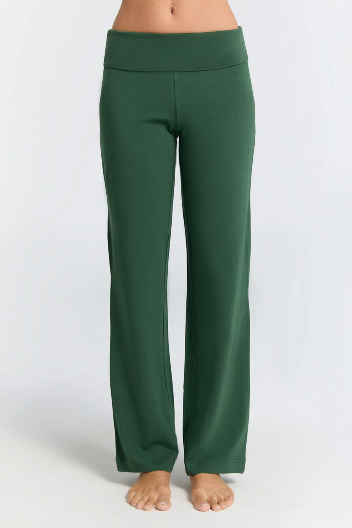 Tricot broek recht en brede band groen
