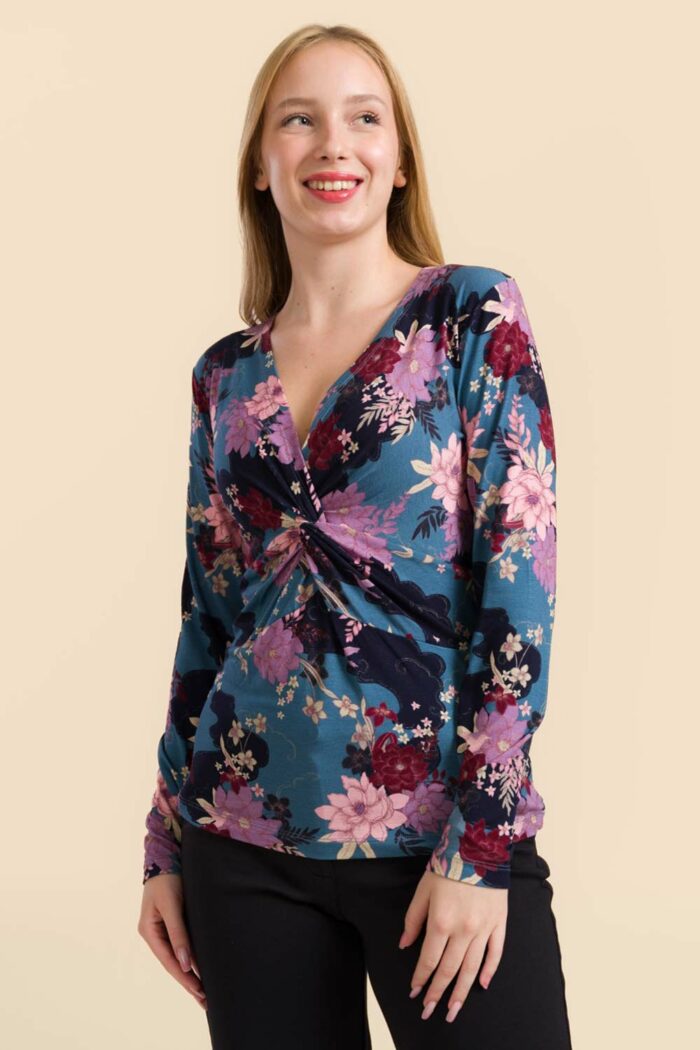Shirt knoop bloemenprint - Afbeelding 2