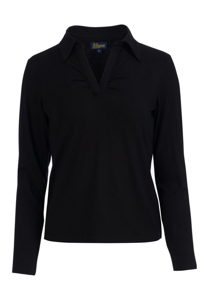 Shirt met kraagje en v-hals zwart - Afbeelding 3