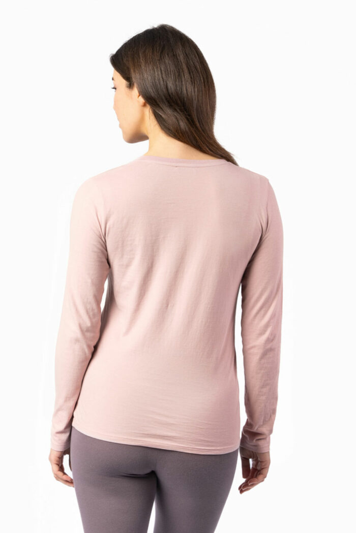 Dames lange mouwenshirt v-hals lichtroze - Afbeelding 3