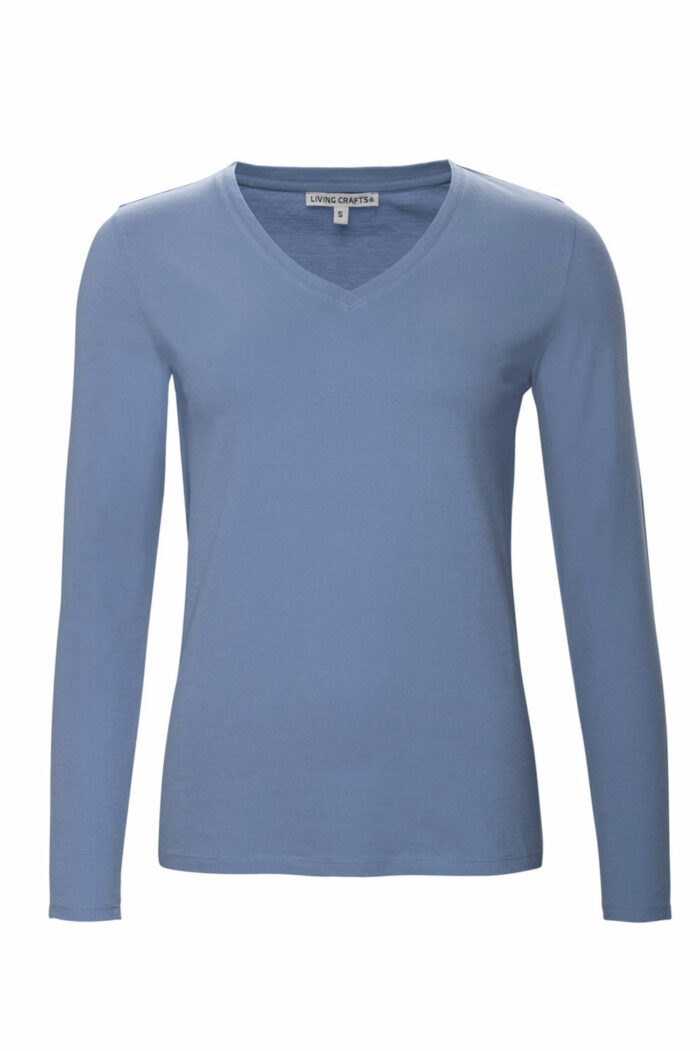 Dames lange mouwenshirt v-hals lavendel