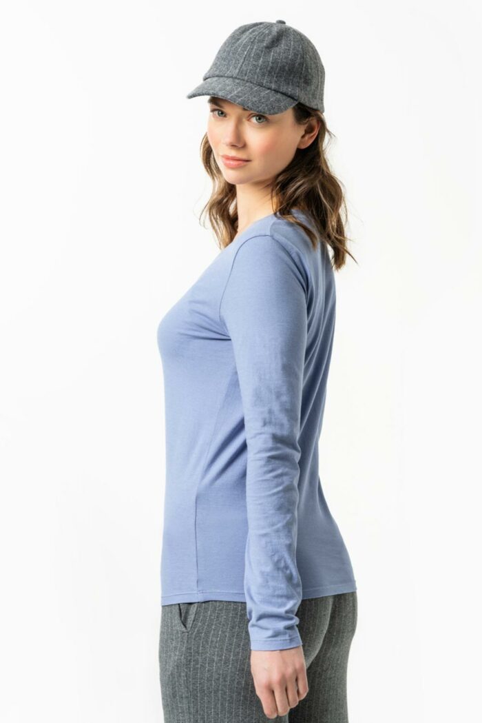 Dames lange mouwenshirt v-hals lavendel - Afbeelding 3