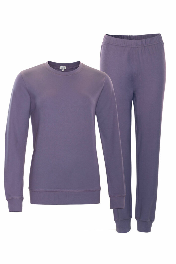 Damespyjama biokatoen mauve - Afbeelding 3