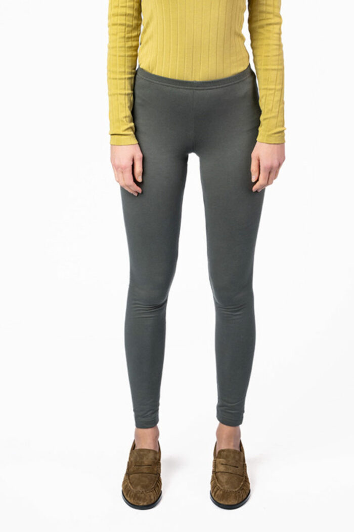 Dikke legging met elastan khakigroen - Afbeelding 2