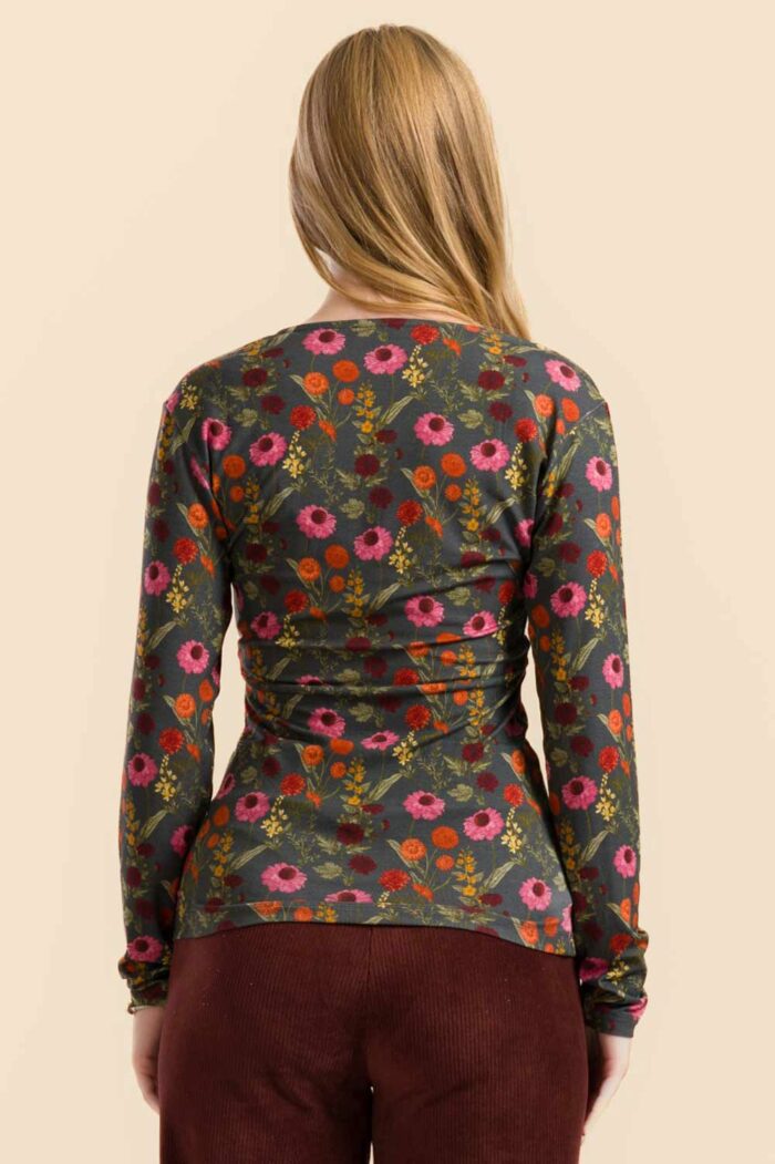 Shirt met overslag bloemen - Afbeelding 2
