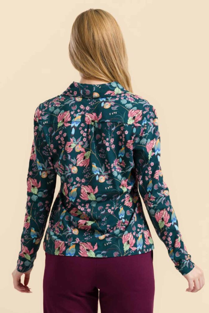 Blouse biokatoen vogels en planten - Afbeelding 2