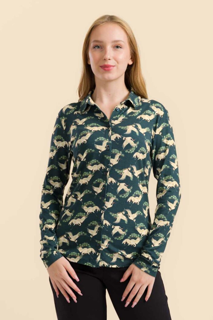 Blouse met kraanvogels - Afbeelding 2