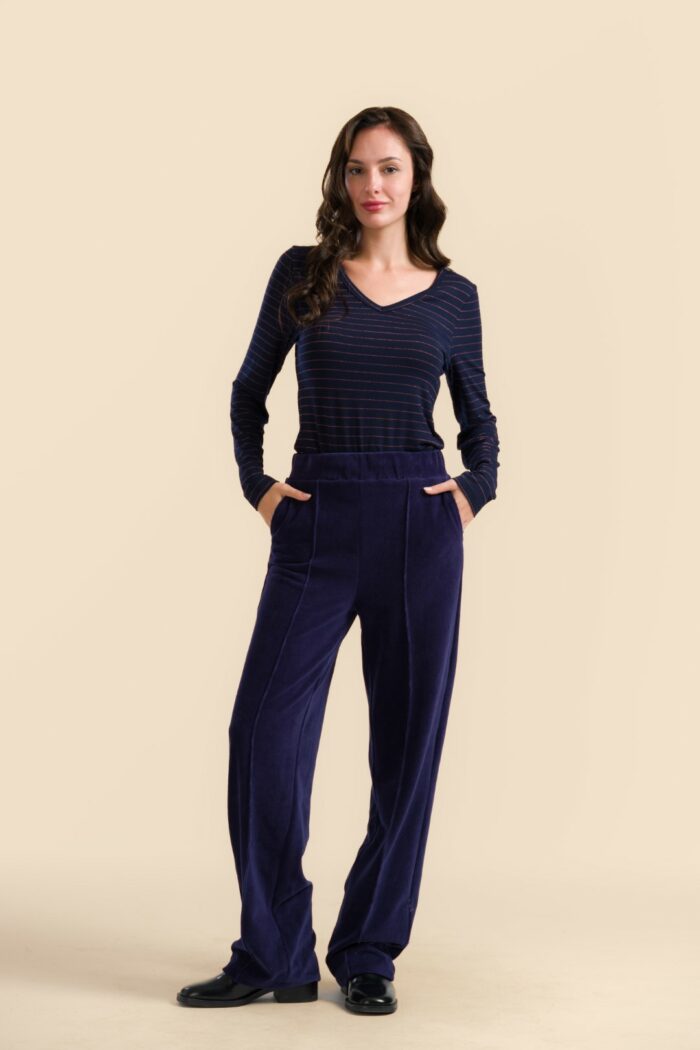 Rib velours broek donkerblauw - Afbeelding 2