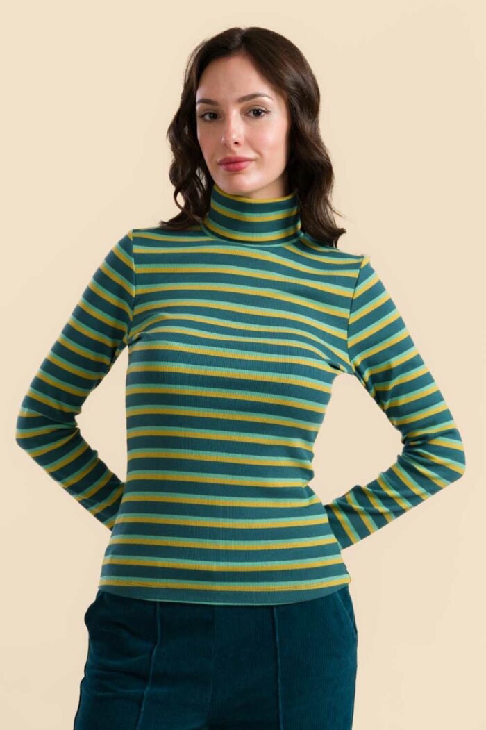Shirt met col strepen modal en biokatoen - Afbeelding 2