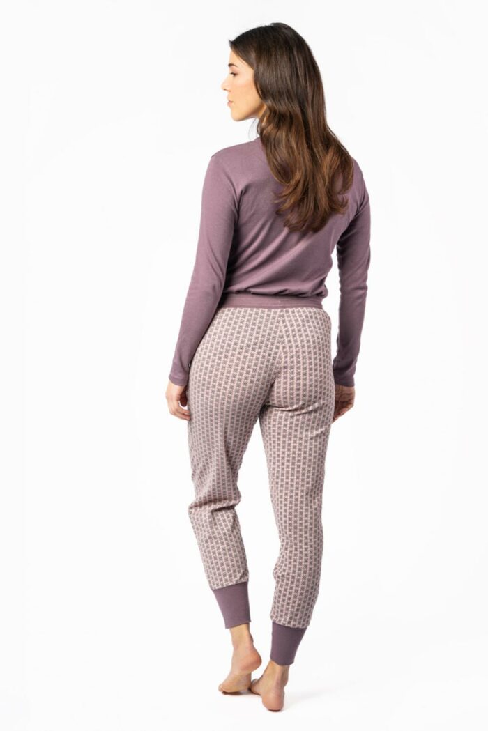 Pyjamabroek oudroze met klein bloemenprintje - Afbeelding 3