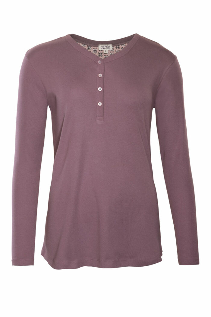 Slaapshirt lange mouw oudroze - Afbeelding 2
