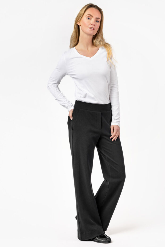 Zwarte biokatoenen jersey broek