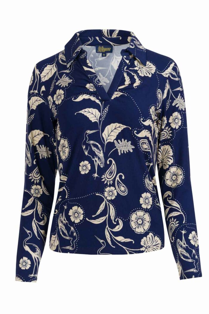 Shirt met kraagje en v-hals paisley