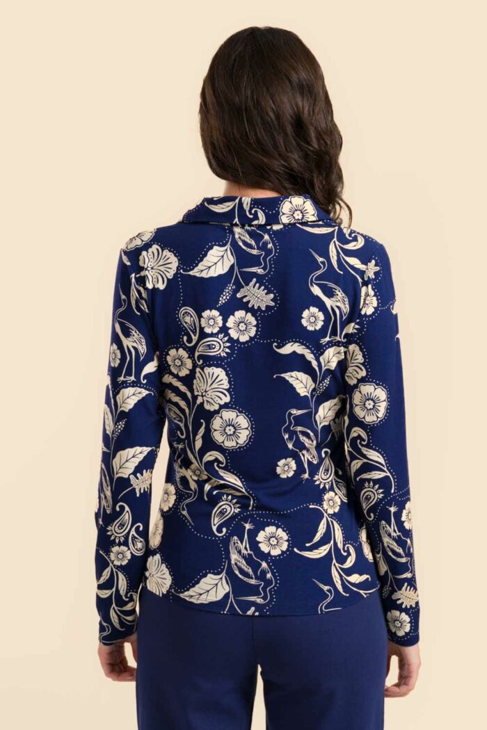 Shirt met kraagje en v-hals paisley - Afbeelding 3