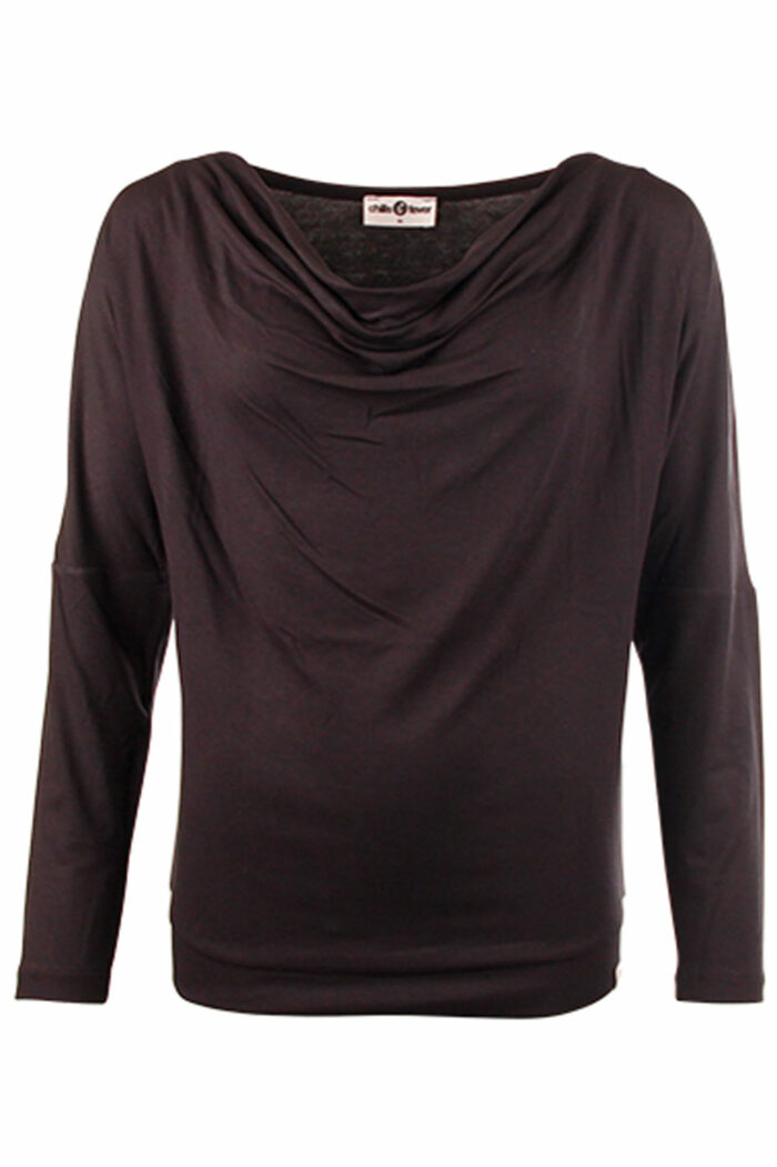 Zwart shirt watervalhals