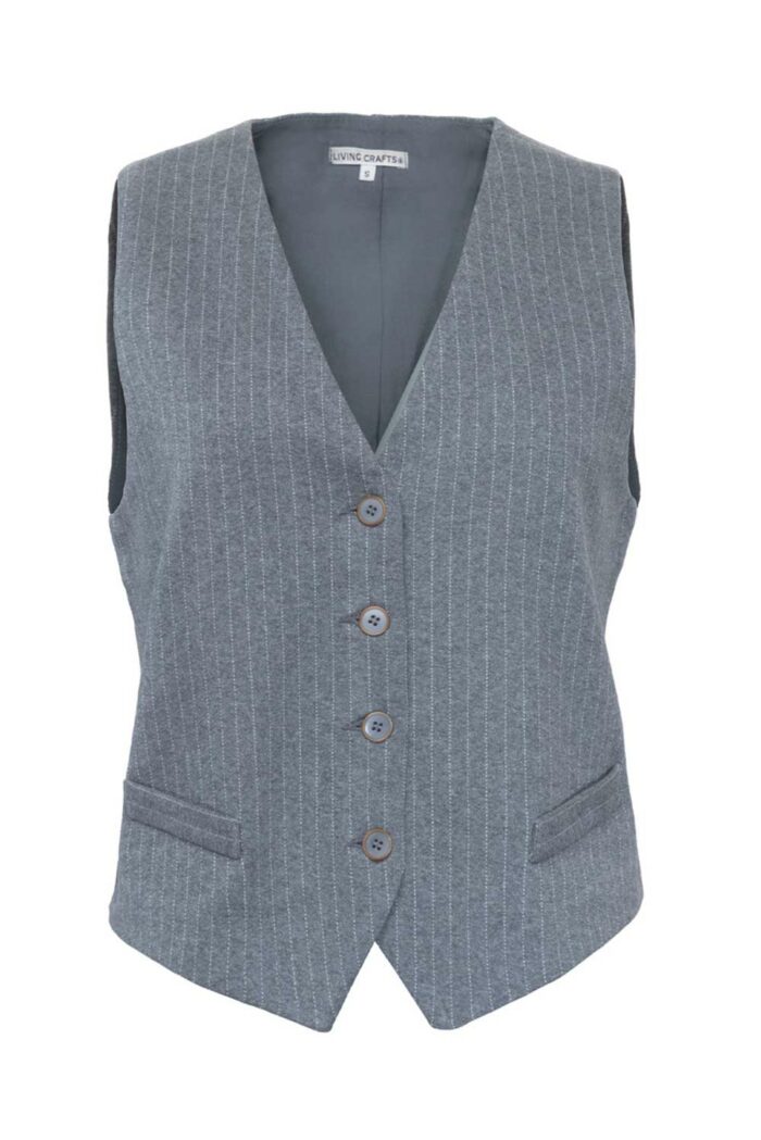 Gestreept gilet 100% biokatoen grijs